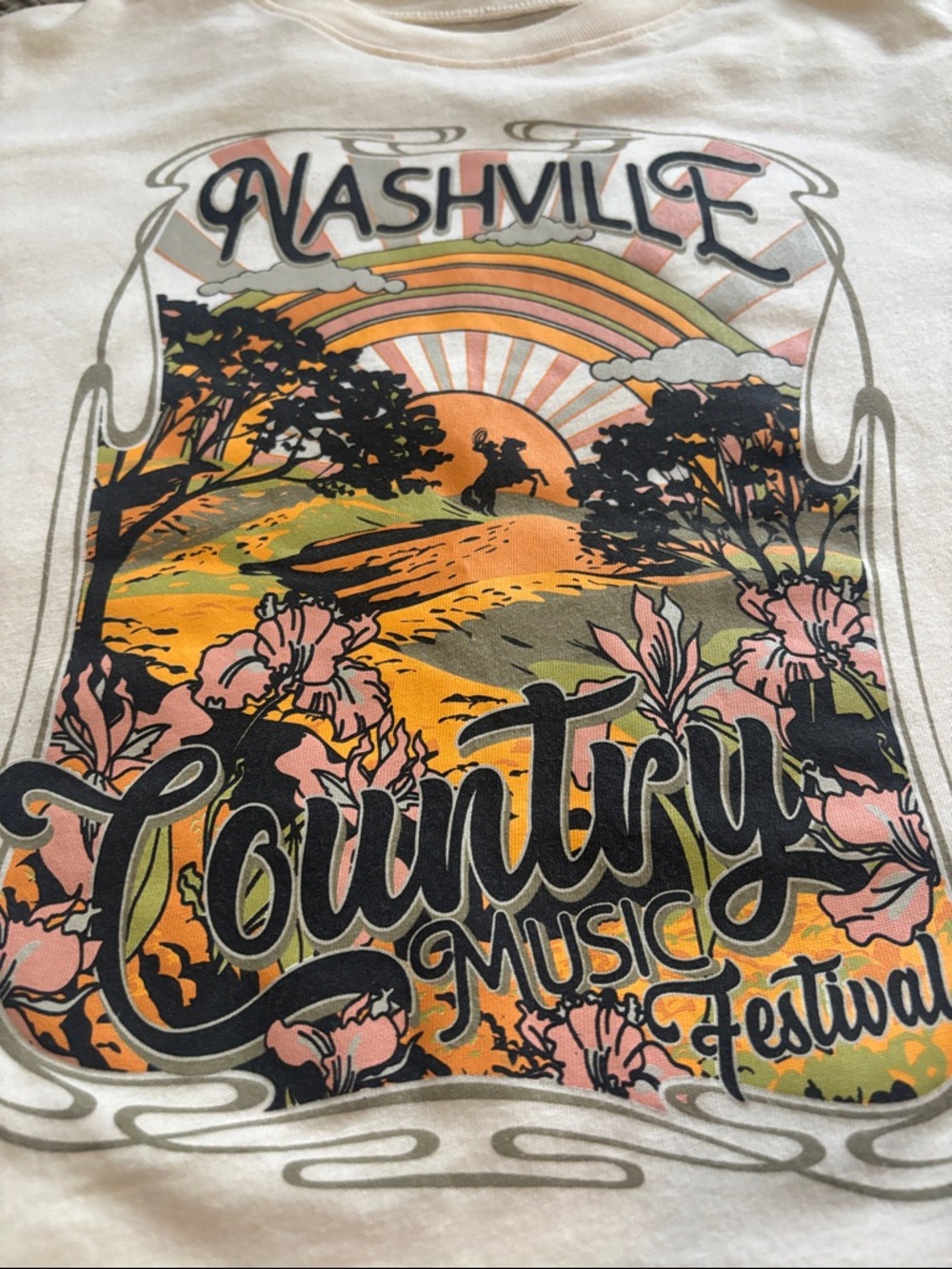 Awake Cream Graphic Tee with Multicolor “Nashville Country Music Festival”